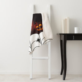 Halloween patroon met pompoenen en spinnen sherpa deken