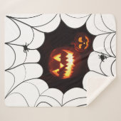 Halloween patroon met pompoenen en spinnen sherpa deken (Voorkant (horizontaal))