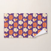 Halloween Patroon met Snoep en Paars Patroon Handdoek (Handdoek)