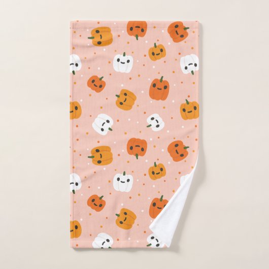 Halloween Patroon met Waterverf en roze Patroon Handdoek (Handdoek)