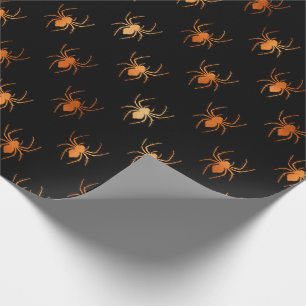 Halloween-patroon met zwarte en Oranje spinnen Cadeaupapier