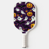 Halloween Patroon Naam Bats Boo Ghost Paarse Cool Pickleball Paddle (Achterkant)