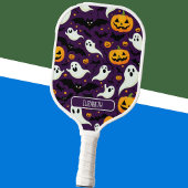 Halloween Patroon Naam Bats Boo Ghost Paarse Cool Pickleball Paddle