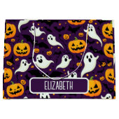 Halloween Patroon Naam Bats Ghost Scary Fun Party Groot Cadeauzakje (Voorkant)
