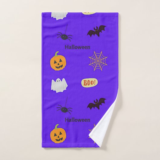 Halloween patroon op blauw handdoek (Handdoek)