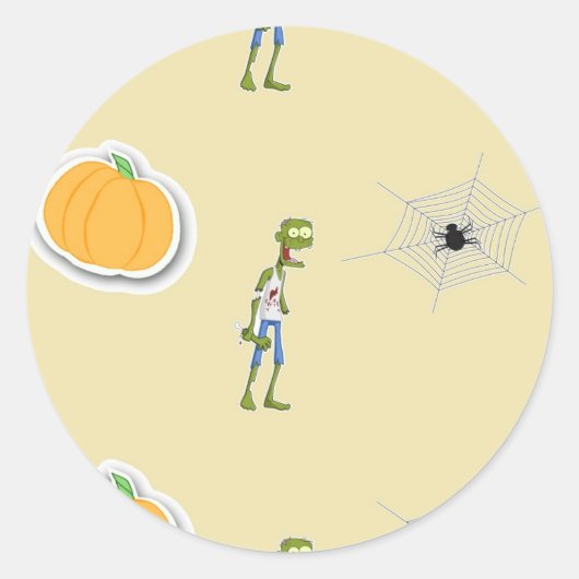 Halloween patroon op crème ronde sticker (Voorkant)