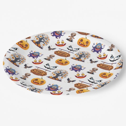 Halloween patroon op papieren bordje (Gekanteld)