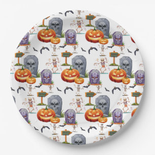 Halloween-patroon op papieren bordje