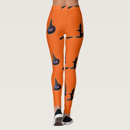 Halloween patroon op sinaasappel leggings (Achterkant)