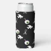 Halloween patroon op zwart seltzer blikjeskoeler (Seltzer Achterkant)