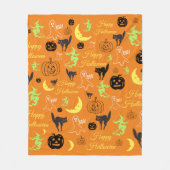 Halloween Patroon Oranje Fleece Deken (Voorkant)