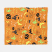 Halloween Patroon Oranje Fleece Deken (Voorkant (Horizontaal))