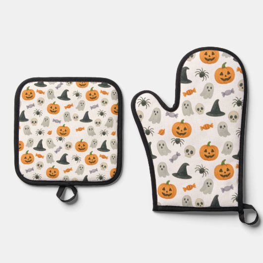 Halloween patroon ovenwant & pannenlap set (Voorkant)