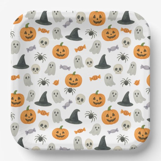 Halloween patroon papieren bordje (Voorkant)