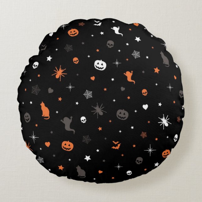 Halloween patroon rond kussen (Voorkant)