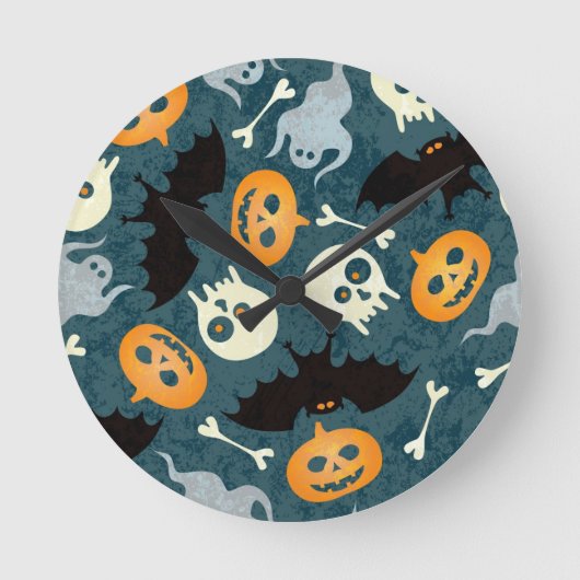 Halloween patroon ronde klok (Voorkant)