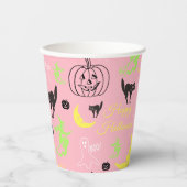 Halloween patroon roze papieren bekers (Voorkant)