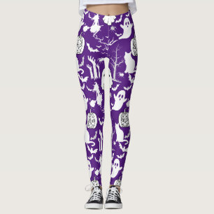 Halloween patroon. Spooky en schattig.b D Paarse B Leggings
