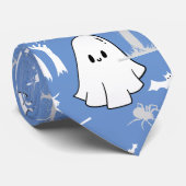 Halloween patroon. Spooky en schattig.b L Blauw BG Stropdas (Opgerold)