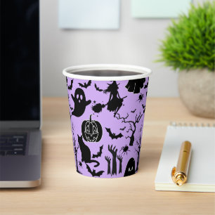 Halloween patroon. Spooky en schattig.b L Paarse B Papieren Bekers