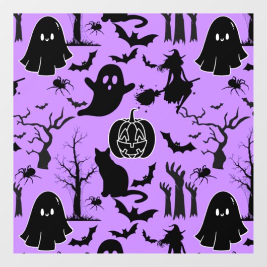 Halloween patroon. Spooky en schattig.b L Paarse B Raamsticker (Vel)