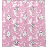 Halloween patroon. Spooky en schattig.b Roze BG Douchegordijn (Voorkant)