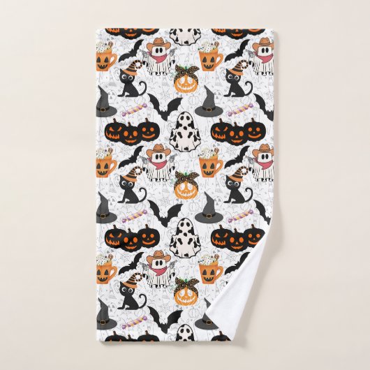 Halloween patroon. Spooky en schattig Handdoek (Handdoek)