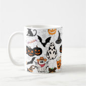 Halloween patroon. Spooky en schattig Koffiemok (Links)