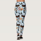 Halloween patroon. Spooky en schattig L Blue BG Leggings (Achterkant)
