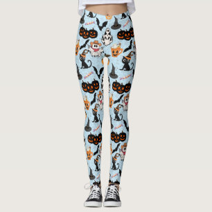 Halloween patroon. Spooky en schattig L Blue BG Leggings