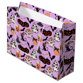 Halloween patroon. Spooky en schattig L Paarse BG Groot Cadeauzakje (Voorkant Gekanteld)