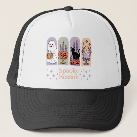 Halloween patroon Spooky seizoen Trucker Pet (Voorkant)