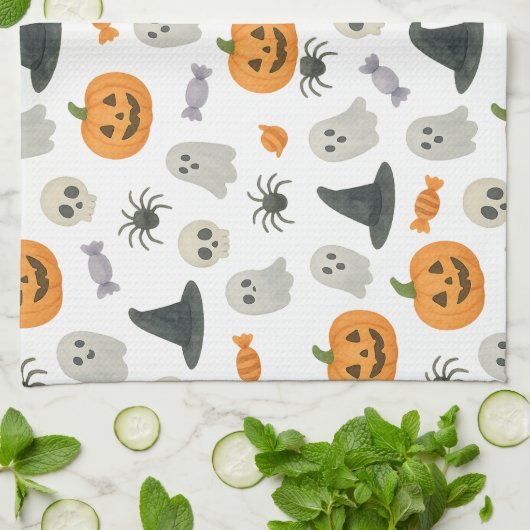 Halloween patroon theedoek (Gevouwen)