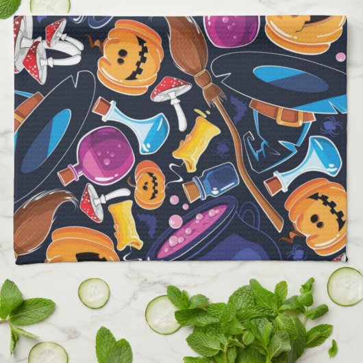 Halloween patroon theedoek (Gevouwen)