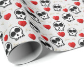 Halloween Patroon voor Skulls & Red Hearts Cadeaupapier (Rol Hoek)