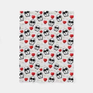 Halloween Patroon voor Skulls & Red Hearts Fleece Deken