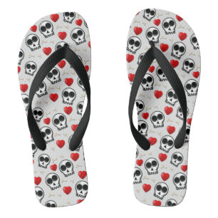 Halloween Patroon voor Skulls & Red Hearts Teenslippers