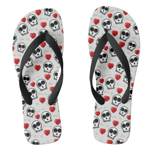 Halloween Patroon voor Skulls & Red Hearts Teenslippers (Voetbed)