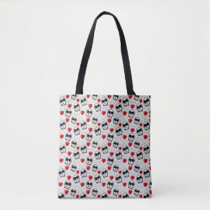Halloween Patroon voor Skulls & Red Hearts Tote Bag