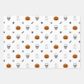 Halloween Patroon Witte Wrapping Papier Bladen Inpakpapier Vel (Voorkant 2)