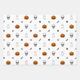 Halloween Patroon Witte Wrapping Papier Bladen Inpakpapier Vel
