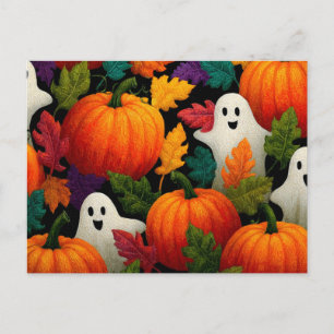 Halloween-patroonachtergrond met oranje pompoenen feestdagenkaart