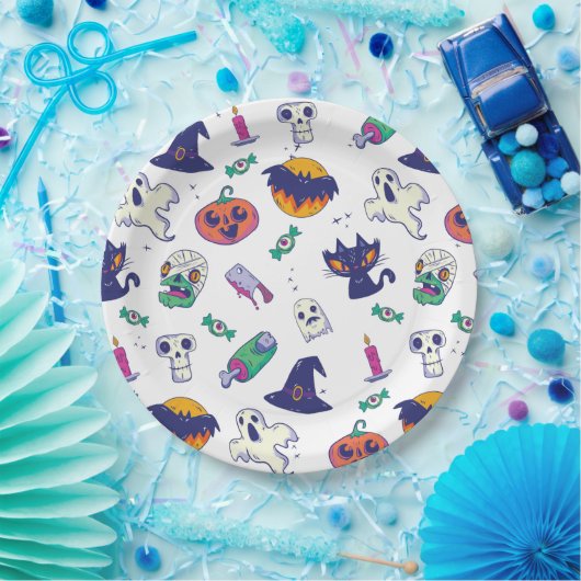 Halloween patroondecoratie papieren bordje (Feest)