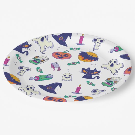 Halloween patroondecoratie papieren bordje (Gekanteld)