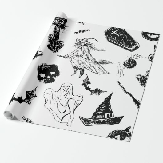Halloween patroonontwerp cadeaupapier (Uitgerold)