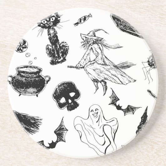 Halloween patroonontwerp zandsteen onderzetter (Voorkant)