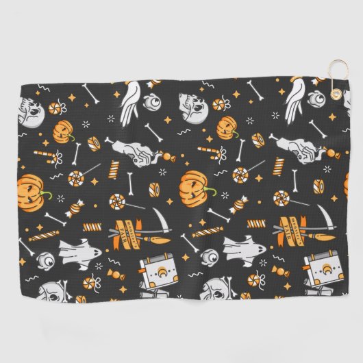 Halloween Pattern 2 Golfhanddoek (Horizontaal)