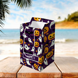 Halloween Pattern Bats Pumpkin Ghost Snoep Party Medium Cadeauzakje