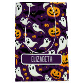 Halloween Pattern Bats Pumpkin Ghost Snoep Party Medium Cadeauzakje (Voorkant)