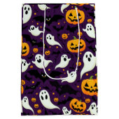 Halloween Pattern Bats Pumpkin Ghost Snoep Party Medium Cadeauzakje (Achterkant)